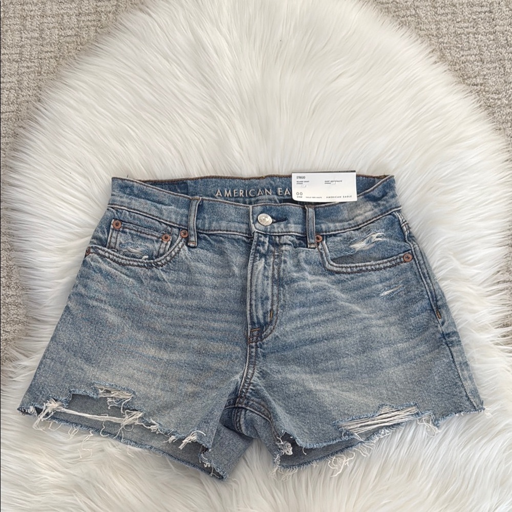 American Eagle Outfitters Blue Jean Shorts Distressed Cut-Off